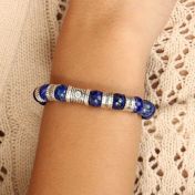 Lapis Lazuli Women Name Bracelet with 0.10 ct Diamond [Sterling Silver]
