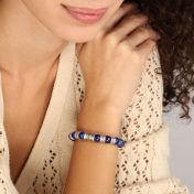 Diamond Cross Bracelet With Lapis Lazuli Stones [Sterling Silver]