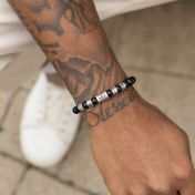 Diamond Cross Men Bracelet With Black Onyx Stones