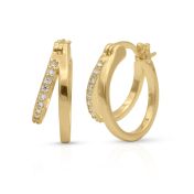 Double Hoop Pave Earrings [18K Gold Vermeil]