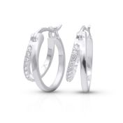 Double Hoop Pave Earrings [Sterling Silver]