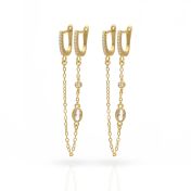 Double Hoop Sparkle Chain Earrings [18K Gold Vermeil]