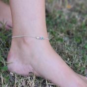 Sterling Silver Anklet - Birthstone Anklet , enriched with Swarovski crystals (3mm size) 