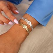 Verzaubertes Milanaise Armband mit Gravur - Herz Charm [750er Gold Vermeil]