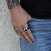 Elijah Black Onyx Signet Men Ring - Sterling Silver