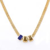 Emily Milanese Name Necklace with Blue Charm [18K Gold Plated]