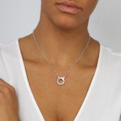 Emma Circle Heart Chain Name Necklace [Sterling Silver] 