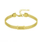 Emma Herringbone Name Bracelet with Diamond [18K Gold Plated]