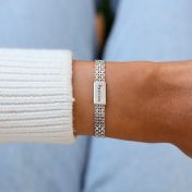 Emma Herringbone Name Bracelet with Diamond [Sterling Silver]