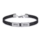 Milanese Chain Name Bracelet [Dark Sterling Silver]