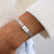 Emma Herringbone Initial Bracelet [Sterling Silver]