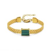 Emma Herringbone Malachite Bracelet [18K Gold Plated]