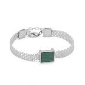Milanese Chain Malachite Bracelet [Sterling Silver]