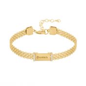 Milanese Chain Name Bracelet with Crystals [18K Gold Plated]