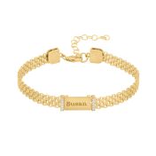 Diamond Name Bracelet with Milanese Chain [18K Gold Plated]
