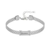 Milanese Chain Name Bracelet with Crystals [Sterling Silver]