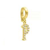 Emma Initial Charm With Crystals [18K Gold Plated]