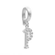 Emma Initial Charm With Crystals [Sterling Silver]