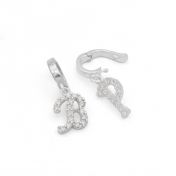Emma Initial Charm With Crystals [Sterling Silver]