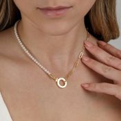 Emma Paperclip & Pearl Necklace [18K Gold Plated]