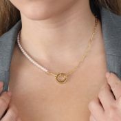 Emma Paperclip & Pearl Necklace [18K Gold Plated]