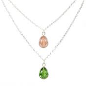 Enchanted Drop Layered Birthstone Necklace [Sterling Silver]