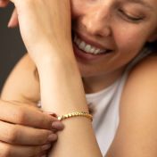 Bracelet à Initiales Mia Tennis Cœur avec Pierres précieuses [Vermeil 18ct]