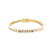 Bracelet à Initiales Mia Tennis Hexagone avec Pierres précieuses [Vermeil 18ct]