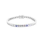 Bracelet à Initiales Mia Tennis Hexagone avec Pierres précieuses [Argent 925]