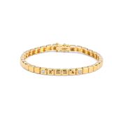 Mia Tennis Würfel Initialen Armband mit Diamanten [750er Gold Vermeil]