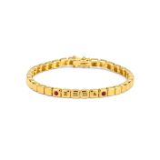 Bracelet à Initiales Mia Tennis Cubique avec Pierres précieuses [Vermeil 18ct]