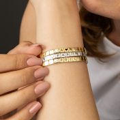 Bracelet à Initiales Mia Tennis Carré avec Diamants [Vermeil 18ct]