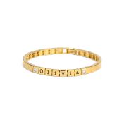 Mia Graviertes Gepunktetes Quadrat-Armband mit Diamanten [750er Gold Vermeil]