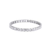 Bracelet à Initiales Mia Tennis Carré avec Diamants [Argent 925]