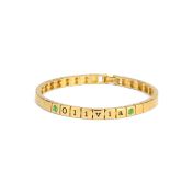 Bracelet à Initiales Mia Tennis Carré avec  Pierres précieuses [Vermeil 18ct]