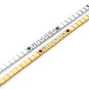 Bracelet à Initiales Mia Tennis Carré avec  Pierres précieuses [Argent 925]