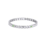 Bracelet à Initiales Mia Tennis Carré avec  Pierres précieuses [Argent 925]