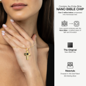 Gravierte Kreuz Halskette mit Nano Bibel [750er Gold Vermeil]