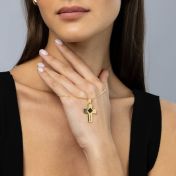 Gravierte Kreuz Halskette mit Nano Bibel [750er Gold Vermeil]