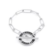 Family Journey Link Chain Name Bracelet - Dark Circle [Sterling Silver]