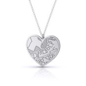 Ties of Heart Engraved Map Necklace [14 Karat White Gold]