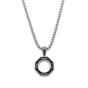 Open Octagon Men Name Necklace - Sterling Silver