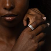 Starlight Name Diamond Ring Stack [Sterling Silver]