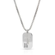 Engraved Tag Necklace With Cross Charm - Sterling Silver