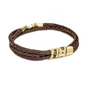Family Name Bracelet for Women - Gold Plated [Brown Leather]