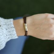 Family Name Bracelet for Women - Gold Plated [Cream Leather]