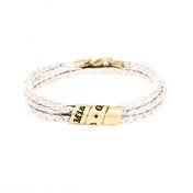 Family Name Bracelet for Women - Gold Plated [Cream Leather]