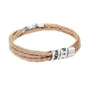 Family Name Bracelet for Women - Sterling Silver [Natural Leather]