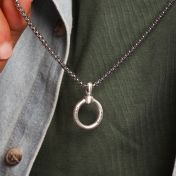 Eternity Circle Engraved Necklace for Men - Sterling Silver