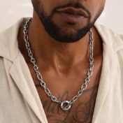 Eternity Circle Figaro Chain Necklace